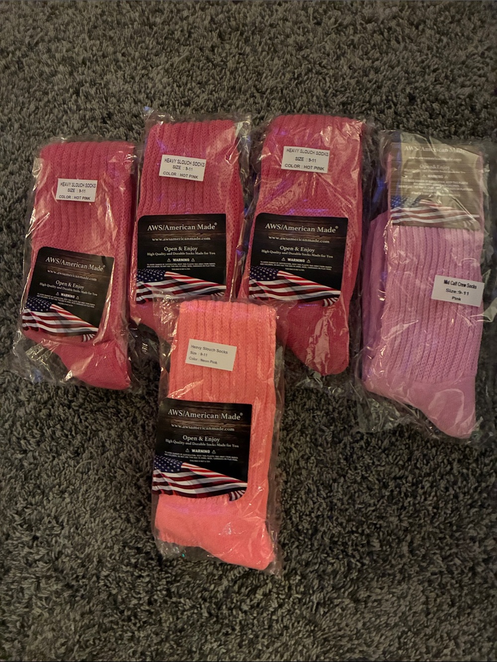 Women’s Pink Crew Socks - Pack